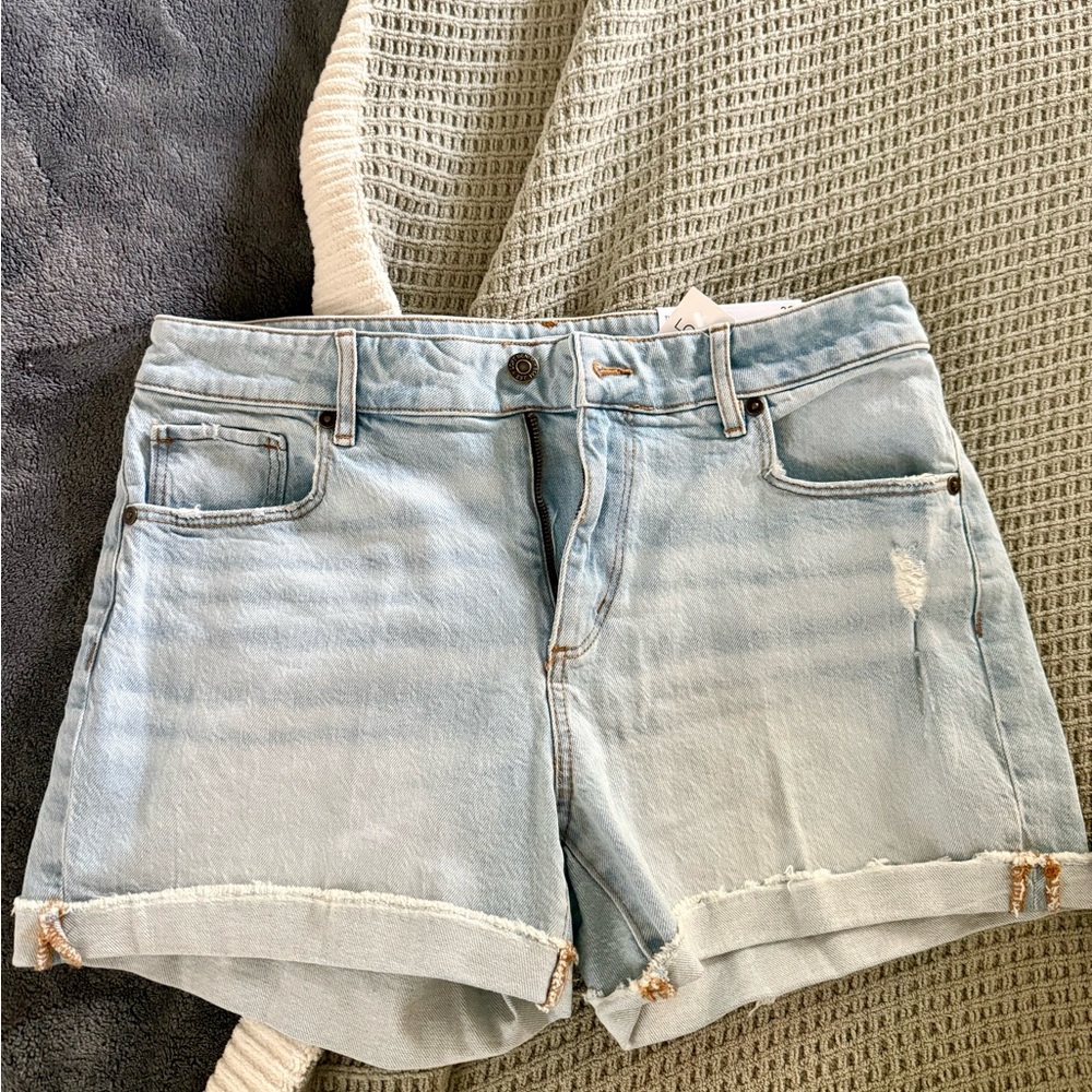 LOFT Light Blue Denim Roll-Cuff Shorts